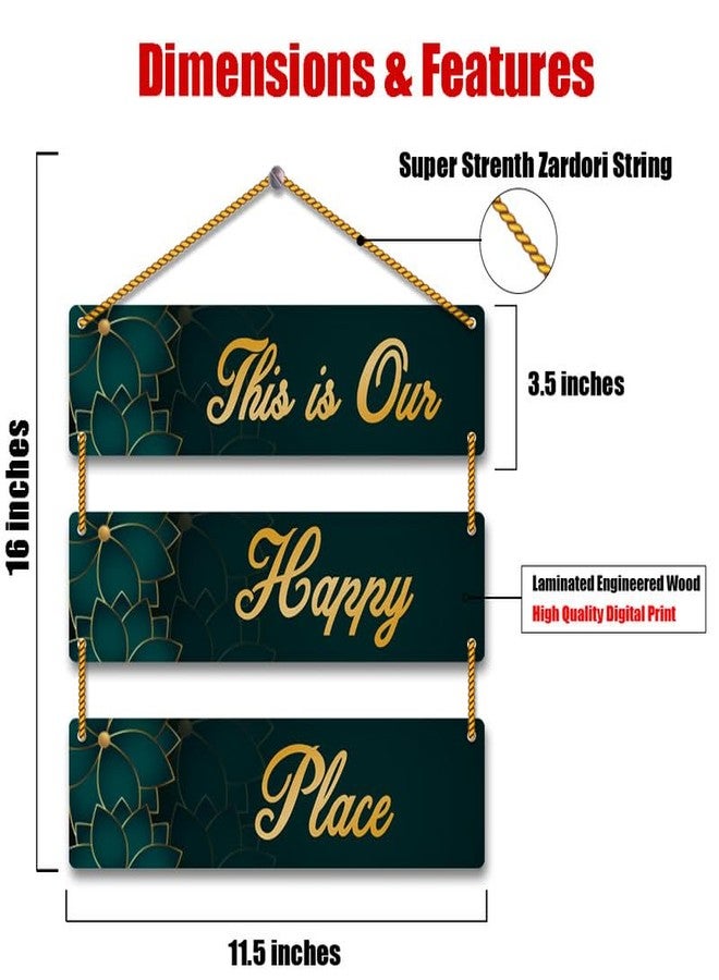 Yey Our Favourite Place Wooden Wall Hanging for Home Decor | Office | Living Room | Bedroom | Quotes Decorative Items (3 piece Wall hanging, Multicolor) (Our Happy Place) - Image 4